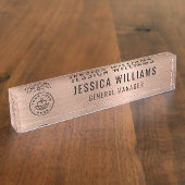 Custom Logo Employee Luxury Faux Brushed Rose Gold Naambordje (Zijkant)