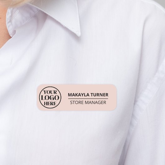 Custom Logo Employee Magnetic Or Safety Pin Pink Naamplaatje