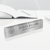 Custom Logo Employee Name Luxe Faux Brushed Silver Naambordje