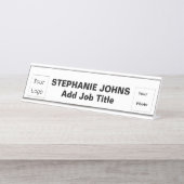 Custom Logo Employee Photo Simple Zwart Wit Bureau Naambordje (Voorkant)