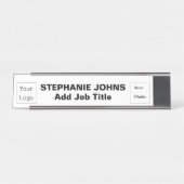 Custom Logo Employee Photo Simple Zwart Wit Bureau Naambordje (Voorkant)
