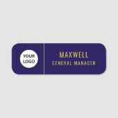 Custom Logo Employee Staff Safety Pin Blue Naamplaatje (Voorkant)