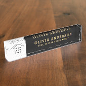 Custom Logo Executive Black Gold Professional Naambordje (Zijkant)