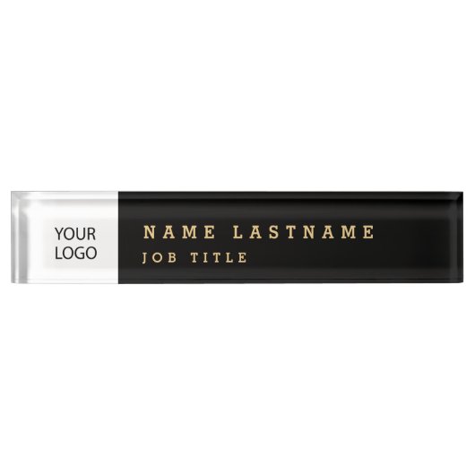 Custom Logo Executive Black Gold Professional Naambordje (Voorkant)