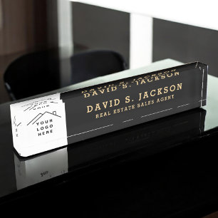 Custom Logo Executive Black Gold Professional Naambordje