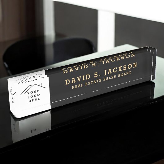 Custom Logo Executive Black Gold Professional Naambordje
