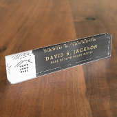 Custom Logo Executive Black Gold Professional Naambordje (Zijkant)