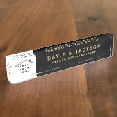 Custom Logo Executive Black Gold Professional Naambordje (Zijkant)