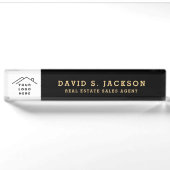Custom Logo Executive Black Gold Professional Naambordje (Voorkant)
