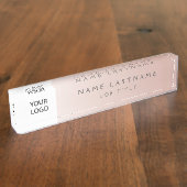 Custom Logo Executive Blush Pink Professional Naambordje (Zijkant)