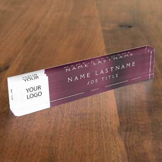 Custom Logo Executive Bourgogne Professional Naambordje (Zijkant)