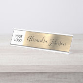 Custom Logo Executive Gold Professional Bureau Naambordje (Voorkant)