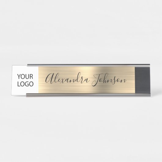 Custom Logo Executive Gold Professional Bureau Naambordje (Voorkant)