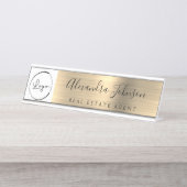Custom Logo Executive Gold Professional Bureau Naambordje (Voorkant)