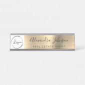 Custom Logo Executive Gold Professional Bureau Naambordje (Voorkant)