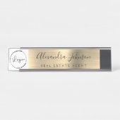 Custom Logo Executive Gold Professional Bureau Naambordje (Voorkant)