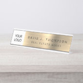 Custom Logo Executive Gold Professional Bureau Naambordje (Voorkant)