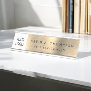 Custom Logo Executive Gold Professional Bureau Naambordje