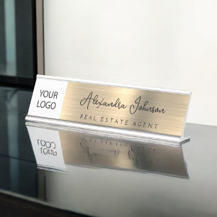 Custom Logo Executive Gold Professional Bureau Naambordje