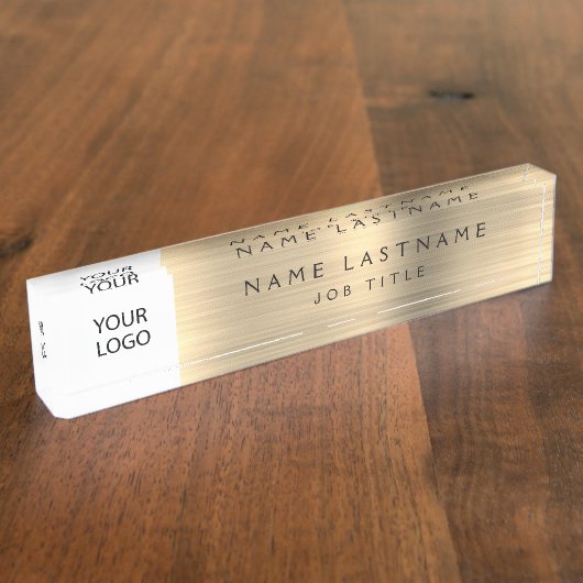 Custom Logo Executive Gold Professional Naambordje (Zijkant)