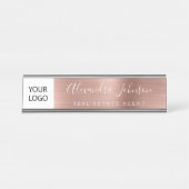 Custom Logo Executive Roos Gold Pink Professional Bureau Naambordje (Voorkant)
