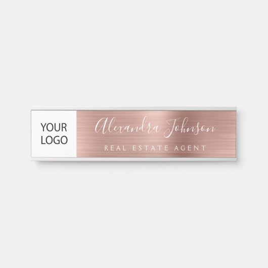 Custom Logo Executive Roos Gold Pink Professional Deurbordje (Voorkant)
