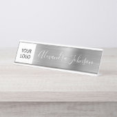 Custom Logo Executive Silver Professional Bureau Naambordje (Voorkant)
