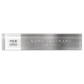 Custom Logo Executive Silver Professional Naambordje (Voorkant)
