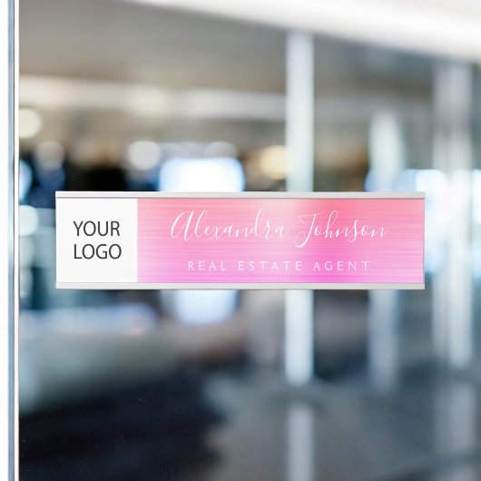 Custom Logo Executive Sinaasappel Roze Professione Deurbordje