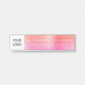 Custom Logo Executive Sinaasappel Roze Professione Deurbordje (Voorkant)