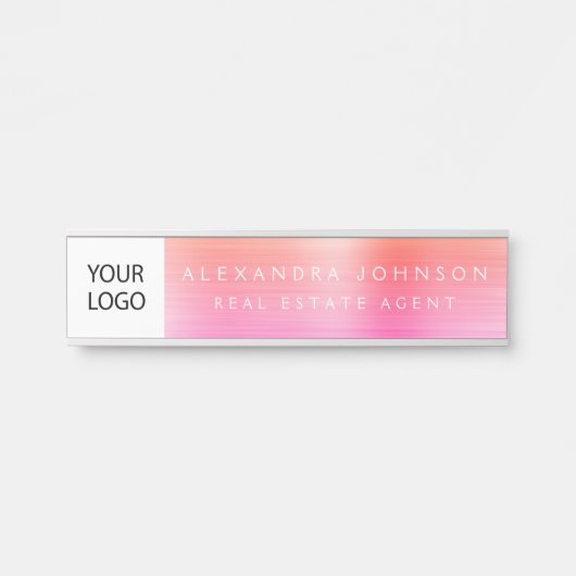 Custom Logo Executive Sinaasappel Roze Professione Deurbordje (Voorkant)