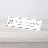 Custom Logo Executive White Professional Bureau Naambordje (Voorkant)