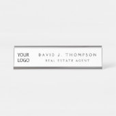 Custom Logo Executive White Professional Bureau Naambordje (Voorkant)