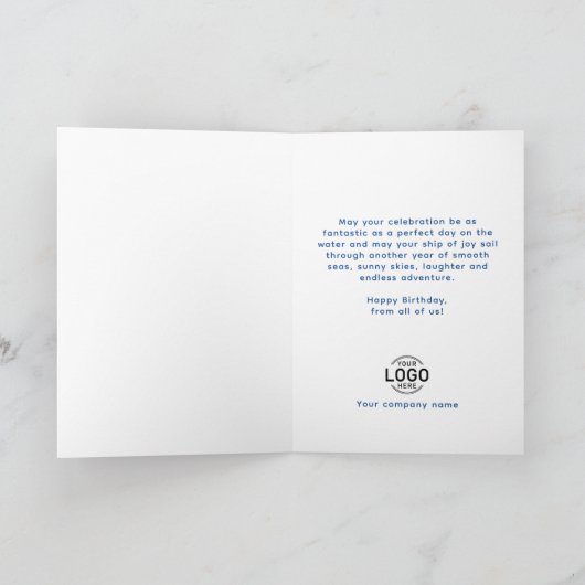 Custom Logo Fun Corporate Boat Nautische Verjaarda Kaart (Binnen)