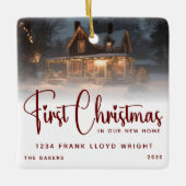 Custom Logo Gift Eerste kerst in ons nieuwe huis Keramisch Ornament (Voorkant)
