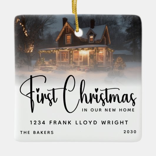Custom Logo Gift Eerste kerst in ons nieuwe huis Keramisch Ornament (Voorkant)