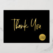 Custom logo Gold Black Business Hartelijk dank Folie Feestdagenkaart (Voorkant)