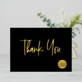 Custom logo Gold Black Business Hartelijk dank Folie Feestdagenkaart (Staand Voorkant)