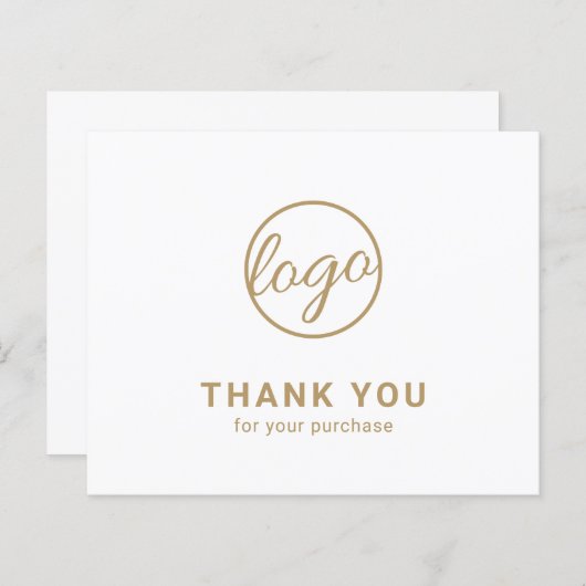 Custom Logo Gold Budget Thank You Card (Voorkant / Achterkant)