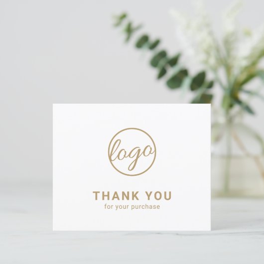 Custom Logo Gold Budget Thank You Card (Staand voorkant)