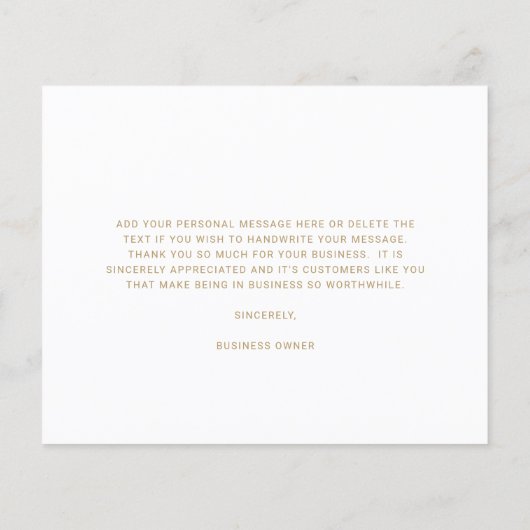 Custom Logo Gold Budget Thank You Card (Achterkant)