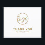 Custom Logo Gold Budget Thank You Card<br><div class="desc">Custom budget business thank you card featuring a minimalist design with your logo on the front along with "Thank you for your purchase". The backside has your personal message. A basic and plain design that still comes across as professional. This simple thank you card is great for any type of...</div>