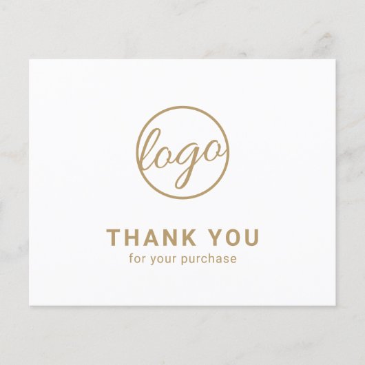 Custom Logo Gold Budget Thank You Card (Voorkant)