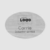 Custom Logo Gray Woodgrain Employee Name Tag (Voorkant)