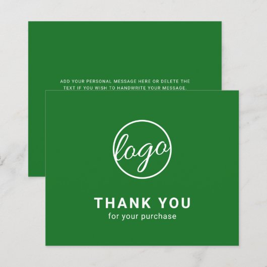 Custom Logo Green Budget Thank You Card (Voorkant / Achterkant)
