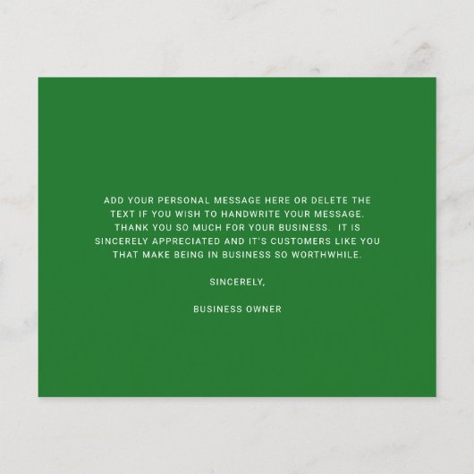 Custom Logo Green Budget Thank You Card (Achterkant)