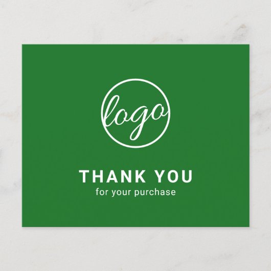 Custom Logo Green Budget Thank You Card (Voorkant)