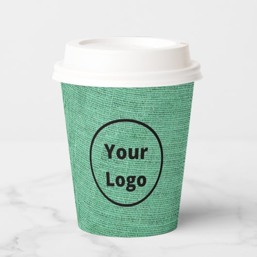 Custom logo green burlap papieren bekers (Voorkant)