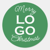 Custom Logo Green Merry Christmas Ronde Sticker (Voorkant)