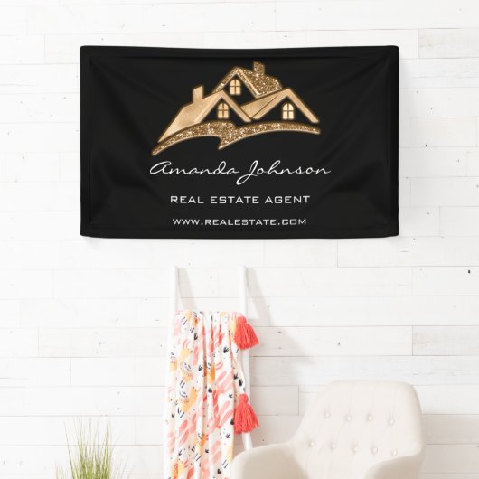 Custom Logo House Real Estate Agent Gold Black Squ Spandoek (Insitu)